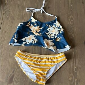PixieGirl Floral and Striped Kids Swim Set